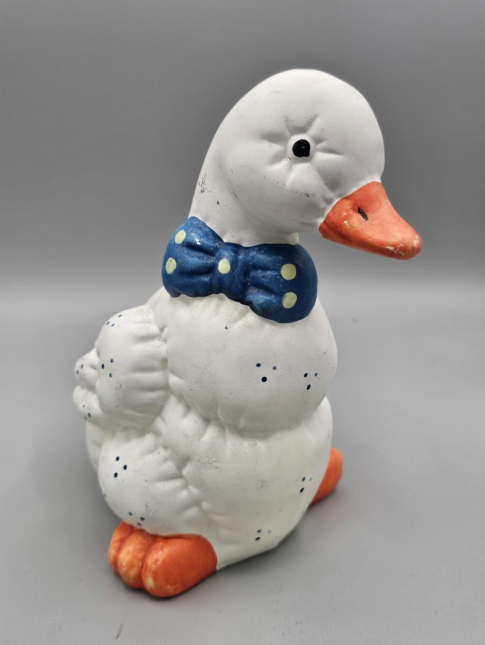 Vtg Ceramic Goose Bowtie Duck Decor Shelf Small White Country Chic Cottagecore